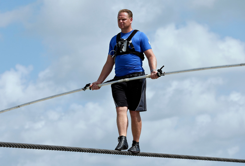 Nik Wallenda High wire performer Nik Wallenda practices in Sarasota, Fla. Wallenda, a seventh generation high-wire walker, will attempt to walk across the Grand Canyon on Sunday, June 23, 2013
Wallenda Grand Canyon, Sarasota, USA