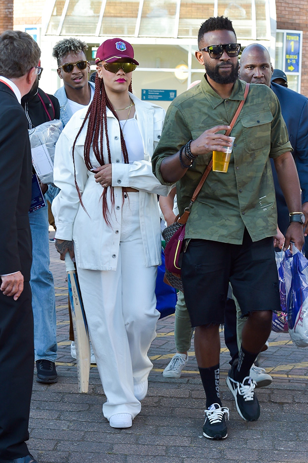 Rihanna White Outfit Cricket