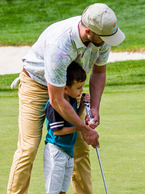 Justin Timberlake & son Silas at the Omega European Masters