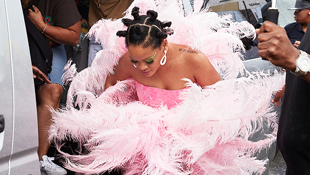 rihanna pink feathers