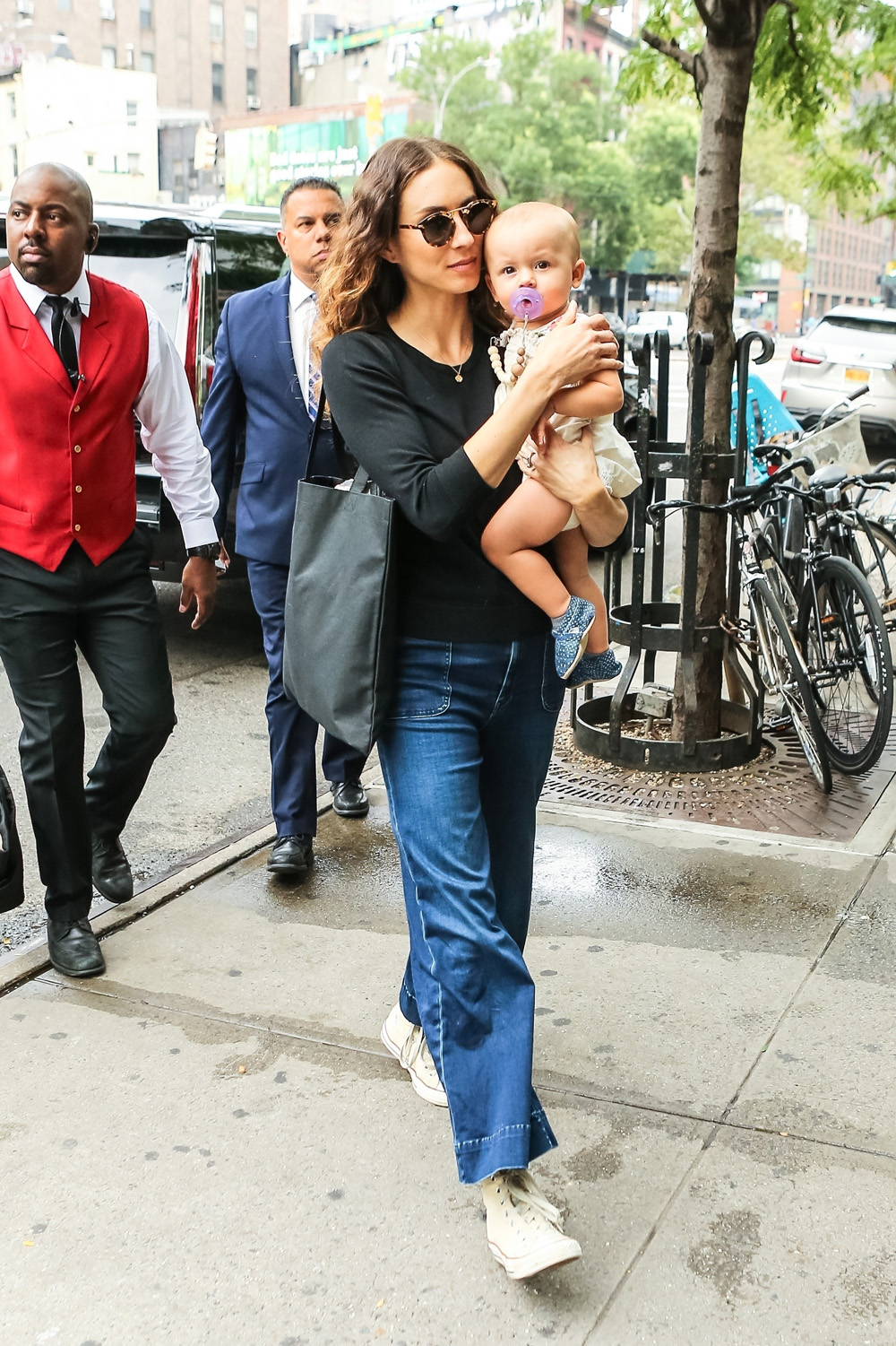 New York, NY  - Doting mom Troian Bellisario and her bundle of joy pictured arriving back a NYC hotel after exploring the Big Apple.

Pictured: Troian Bellisario

BACKGRID USA 13 AUGUST 2019 

USA: +1 310 798 9111 / usasales@backgrid.com

UK: +44 208 344 2007 / uksales@backgrid.com

*UK Clients - Pictures Containing Children
Please Pixelate Face Prior To Publication*