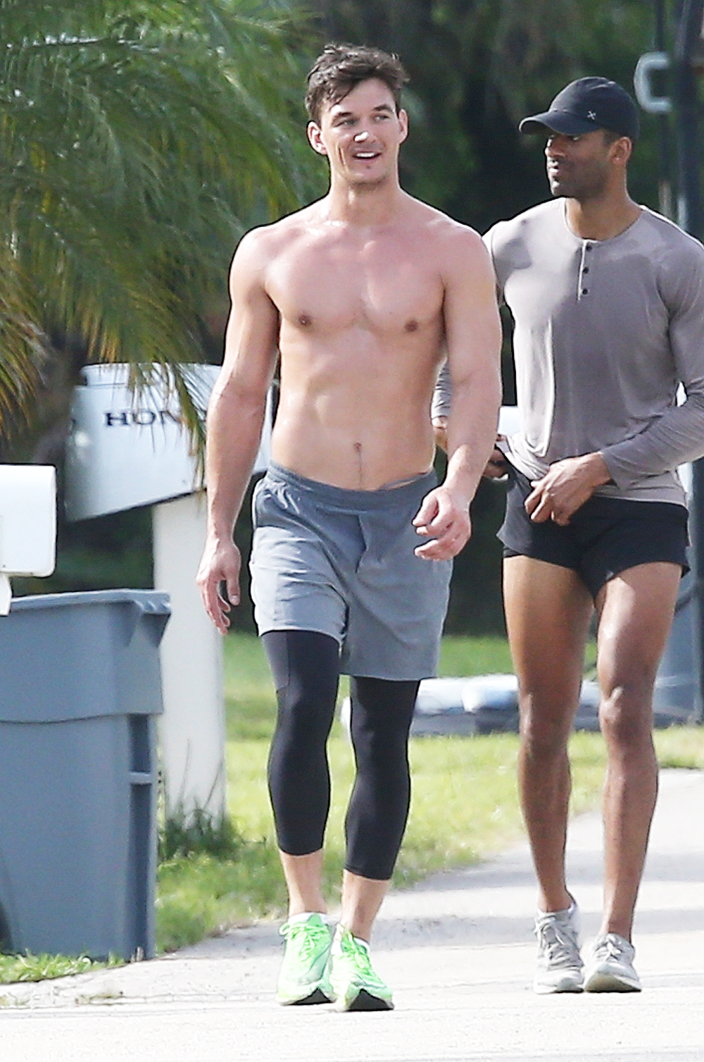 *EXCLUSIVE* Taylor Cameron shows off his fit physique while out on a jog