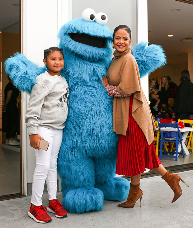 Christina Milian & daughter Violet at H&M x Sesame Street event