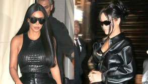 Rihanna & Kim Kardashian wearing leather