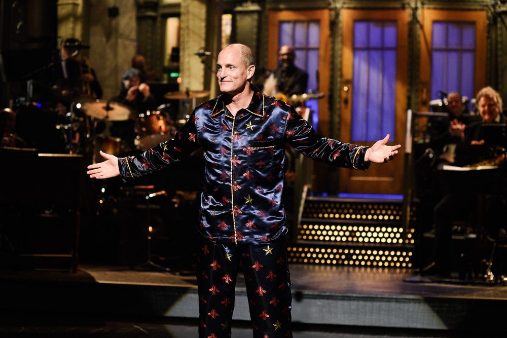 SATURDAY NIGHT LIVE -- "Woody Harrelson" Episode 1768 -- Pictured: Host Woody Harrelson during the Monologue on Saturday, September 28, 2019 -- (Photo by: Will Heath/NBC)