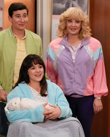 THE GOLDBERGS - “Uncle-ing” – With her due date approaching, Erica is over the exhausting pregnancy and demands a “babymoon.” When things take an unforeseen turn, Geoff is tasked with producing the one person Erica needs more than anyone. Meanwhile, Adam and Barry seek out advice on “uncle-ing” from some unexpected sources on an all-new episode of “The Goldbergs,” WEDNESDAY, OCT. 19 (8:30-9:00 p.m. EDT), on ABC. (ABC/Scott Everett White)SAM LERNER, HAYLEY ORRANTIA, WENDI MCLENDON-COVEY