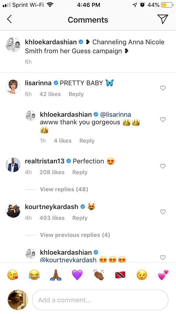 Tristan Thompson Instagram comment