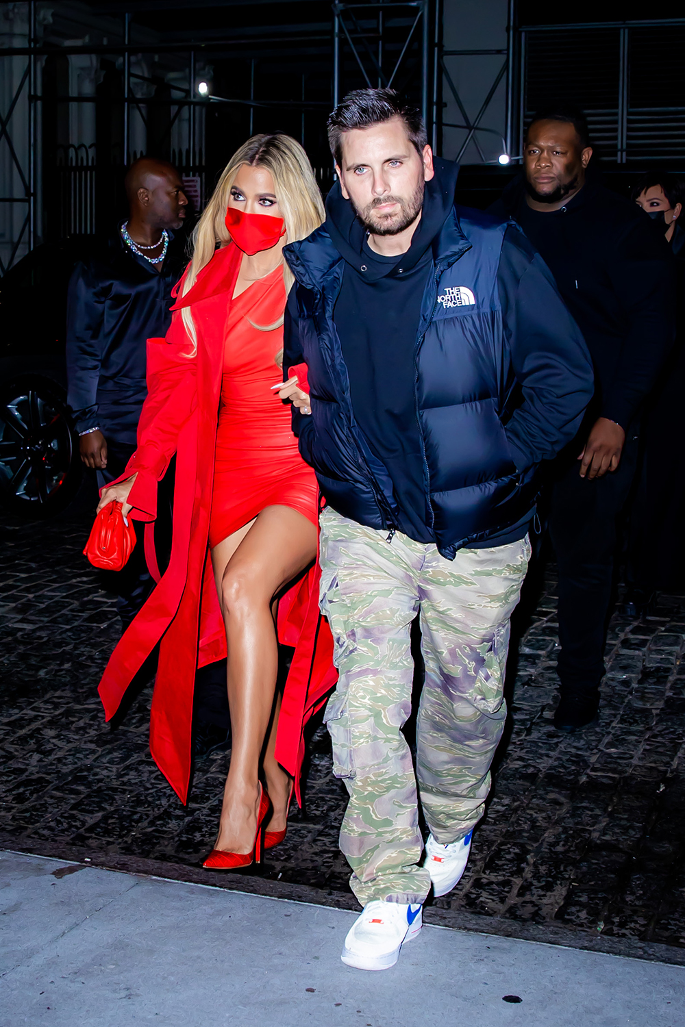 Khloe Kardashian Is A Vision In Red As She Arrives With Scott Disick To The SNL After Party At Zero Bond