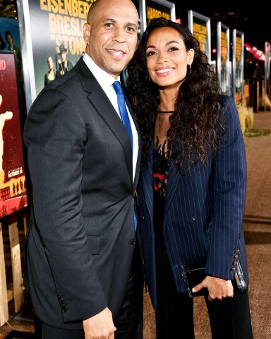 Cory Booker and Rosario Dawson
'Zombieland: Double Tap' film premiere, Arrivals, Regency Village Theatre, Los Angeles, USA - 10 Oct 2019