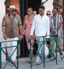 Steve Harvey Wynton Harvey Taylor Gordon strolling down in Saint Tropez. 11 Aug 2019 Pictured: Steve Harvey Wynton Harvey Taylor Gordon. Photo credit: Spread Pictures / MEGA TheMegaAgency.com +1 888 505 6342 (Mega Agency TagID: MEGA481629_035.jpg) [Photo via Mega Agency]