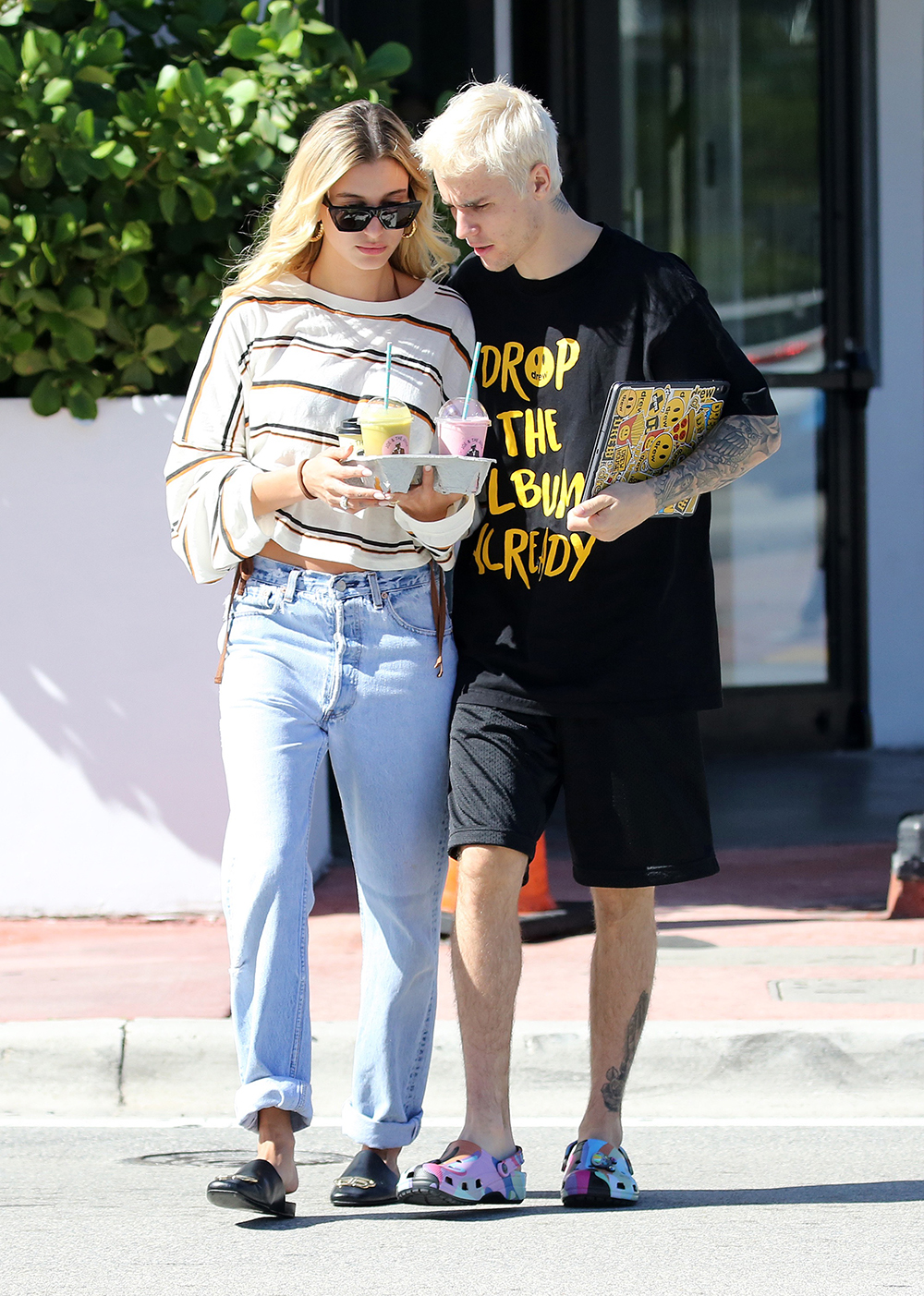 Justin Bieber and wife Hailey Bieber grab juice together on Thanksgiving Day in Miami