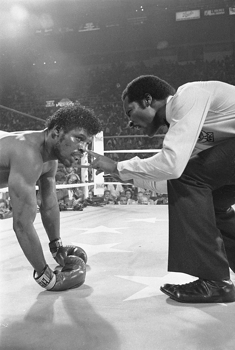Leon Spinks, Richard Steele Referee Richard Steel counts out challenger Leon Spinks after he was hit by WBC Heavyweight Champion Larry Holmes in the third round of their scheduled 15-round title bout at Detroit's Joe Louis Arena, . Holmes won the fight with a third round TKO
Leon Spinks, Detroit, USA