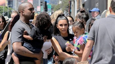 Kim Kardashian & Kanye West out with their kids