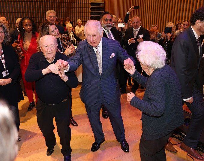 King Charles III dances at a Jewish community center