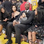 The retirement of the Los Angeles Lakers player, Kobe Bryant's #8 and #24 jerseys was held Monday December 18, 2017 in Los Angeles, California during half time of the game between with the Golden State Warriors. Kobe Bryant with his family (L-R) Gianna Maria-Onore, wife, Vanessa Laine Bryant, Kobe Bryant holding Bianka Bella and Natalia Diamante. 18 Dec 2017 Pictured: The retirement of the Los Angeles Lakers player, Kobe Bryant's #8 and #24 jerseys was held Monday December 18, 2017 in Los Angeles, California during half time of the game between with the Golden State Warriors. Kobe Bryant with his family (L-R) Gianna Maria-Onore, wife, Vanessa Laine Bryant, Kobe Bryant holding Bianka Bella and Natalia Diamante. Photo credit: ZUMAPRESS.com / MEGA TheMegaAgency.com +1 888 505 6342 (Mega Agency TagID: MEGA135063_001.jpg) [Photo via Mega Agency]