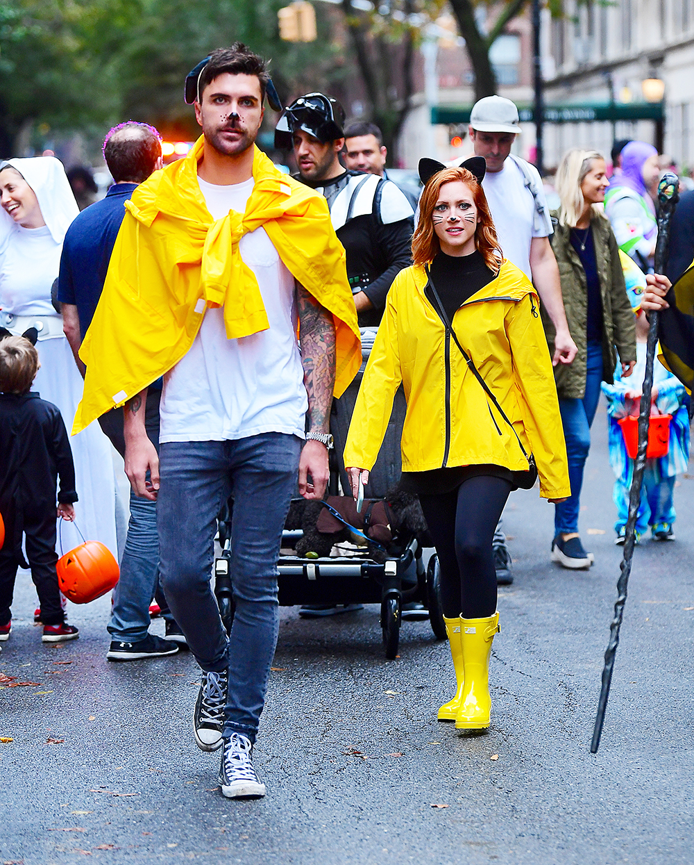 Brittany Snow Is "Raining Cats And Dogs" With Fiance Tyler Stanaland For Halloween Parade In NYC