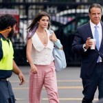 New York Gov. Andrew Cuomo, right, prepares to board a helicopter with his daughter Michaela Cuomo after announcing his resignation, in New York. Cuomo says he will resign over a barrage of sexual harassment allegations. The three-term Democratic governor's decision, which will take effect in two weeks, was announced Tuesday as momentum built in the Legislature to remove him by impeachment
Cuomo Resigns, New York, United States - 10 Aug 2021