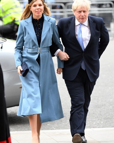 Boris Johnson and fiancee Carrie Symonds
Commonwealth Day Service, Westminster Abbey, London, UK - 09 Mar 2020
The Duke and Duchess of Sussex are carrying out their final official engagement as senior royals