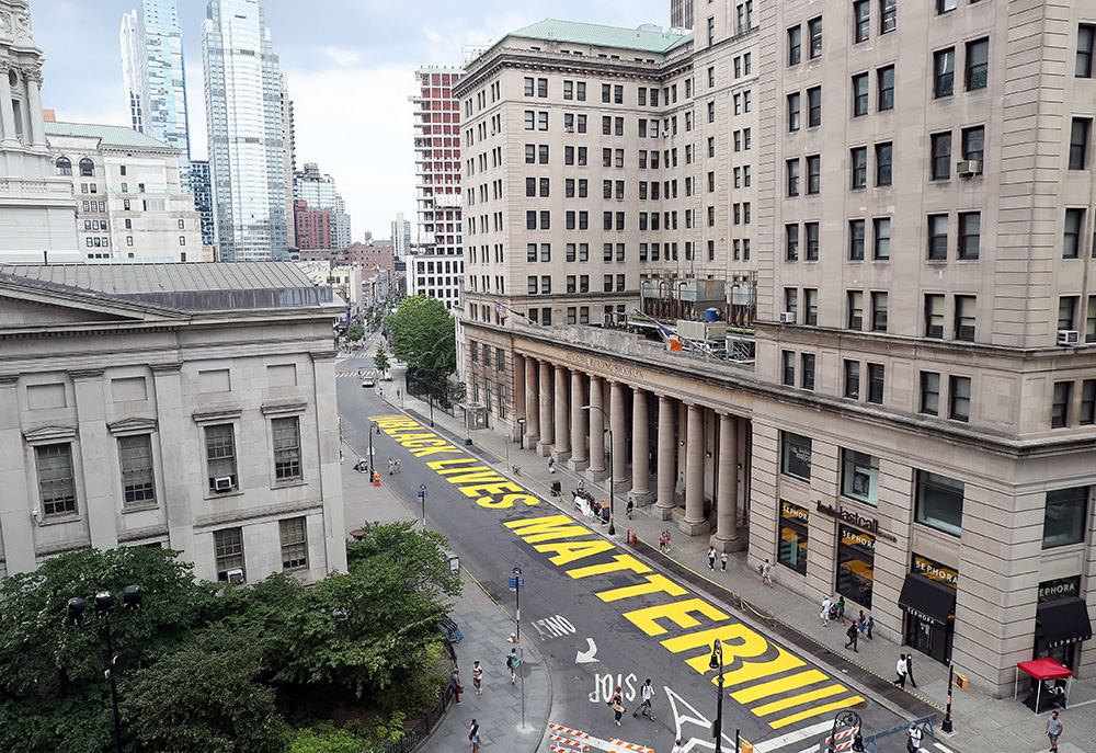 Black Lives Matter street mural located, Brooklyn, New York