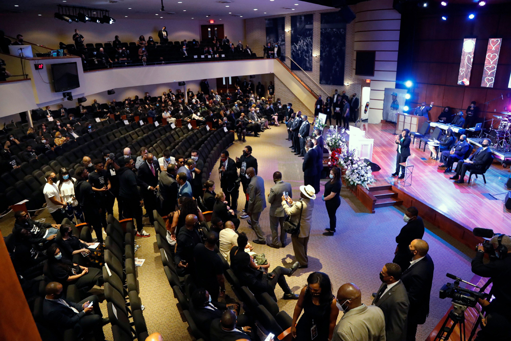 People fill Frank J. Lindquist Sanctuary at North Central University, before a memorial service for George Floyd in Minneapolis
George Floyd Memorial, Minneapolis, United States - 04 Jun 2020