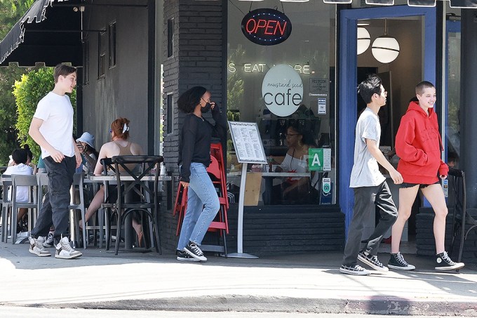 *EXCLUSIVE* Angelina Jolie and Brad Pitt’s kids step out for coffee together