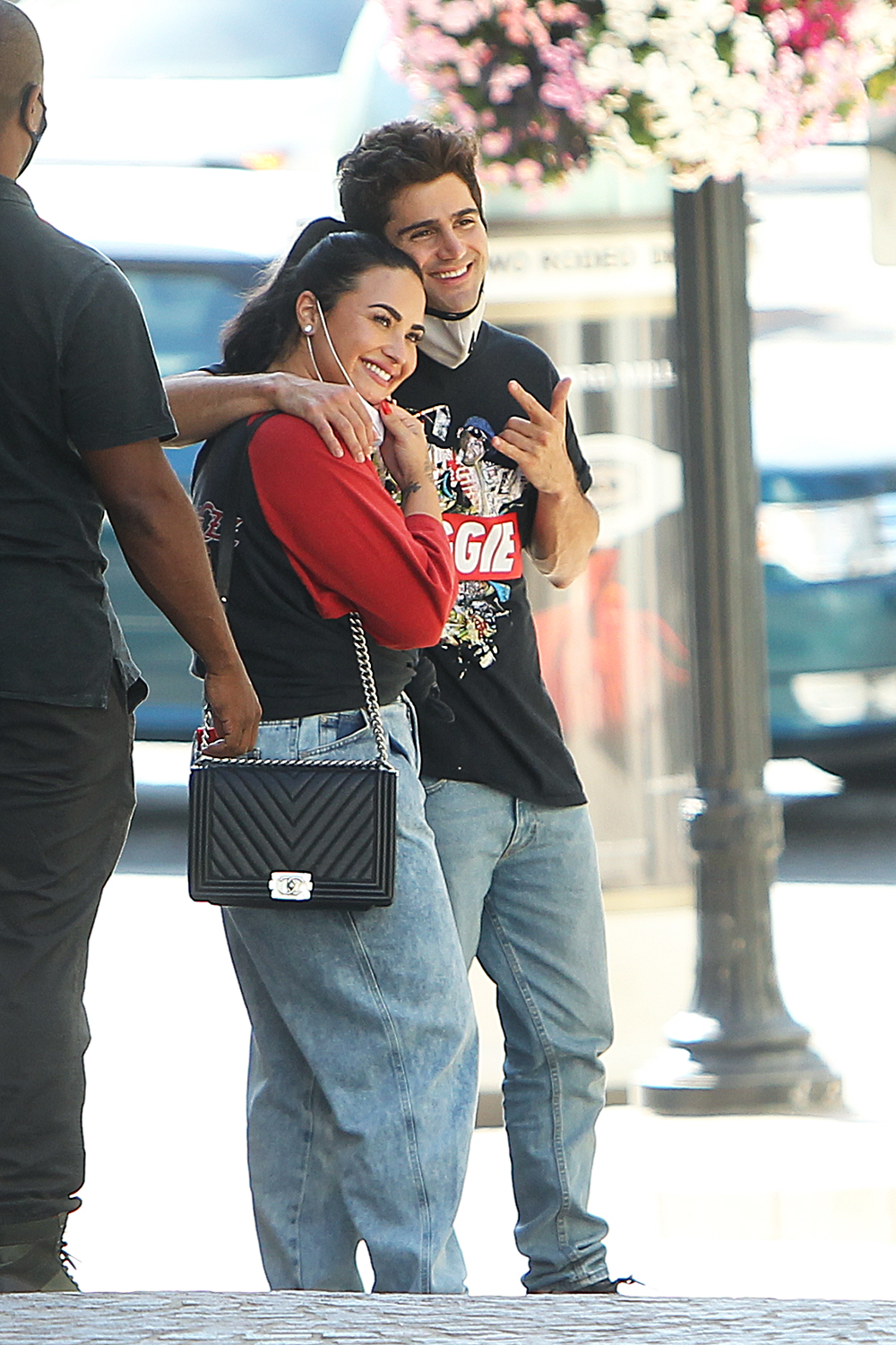 Demi Lovato and her new fiance Max Ehrich look happy in love on Beverly Hills shopping trip. The lovebirds were spotted out and about on Monday afternoon (july 27). Singer Demi was showing off her incredible engagement ring, after her beau popped the question last week during a romantic proposal on a Malibu beach. The loved-up duo couldn't keep their hands off each other, as they cuddled on famous Rodeo Drive and seemed happy to be spotted by photographers. The hit Versace and Persol stores and enjoyed a late lunch at 208 Rodeo Dr, an upscale restaurant with bistro fare & California cuisine.

Pictured: Demi Lovato,Max Ehrich
Ref: SPL5179046 280720 NON-EXCLUSIVE
Picture by: SplashNews.com

Splash News and Pictures
USA: +1 310-525-5808
London: +44 (0)20 8126 1009
Berlin: +49 175 3764 166
photodesk@splashnews.com

World Rights