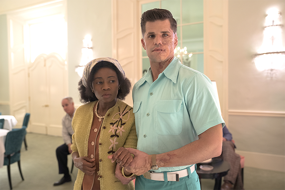 RATCHED (L to R) LIZ FEMI as LEONA and CHARLIE CARVER as HUCK FINNIGAN in episode 101 of RATCHED Cr. SAEED ADYANI/NETFLIX © 2020