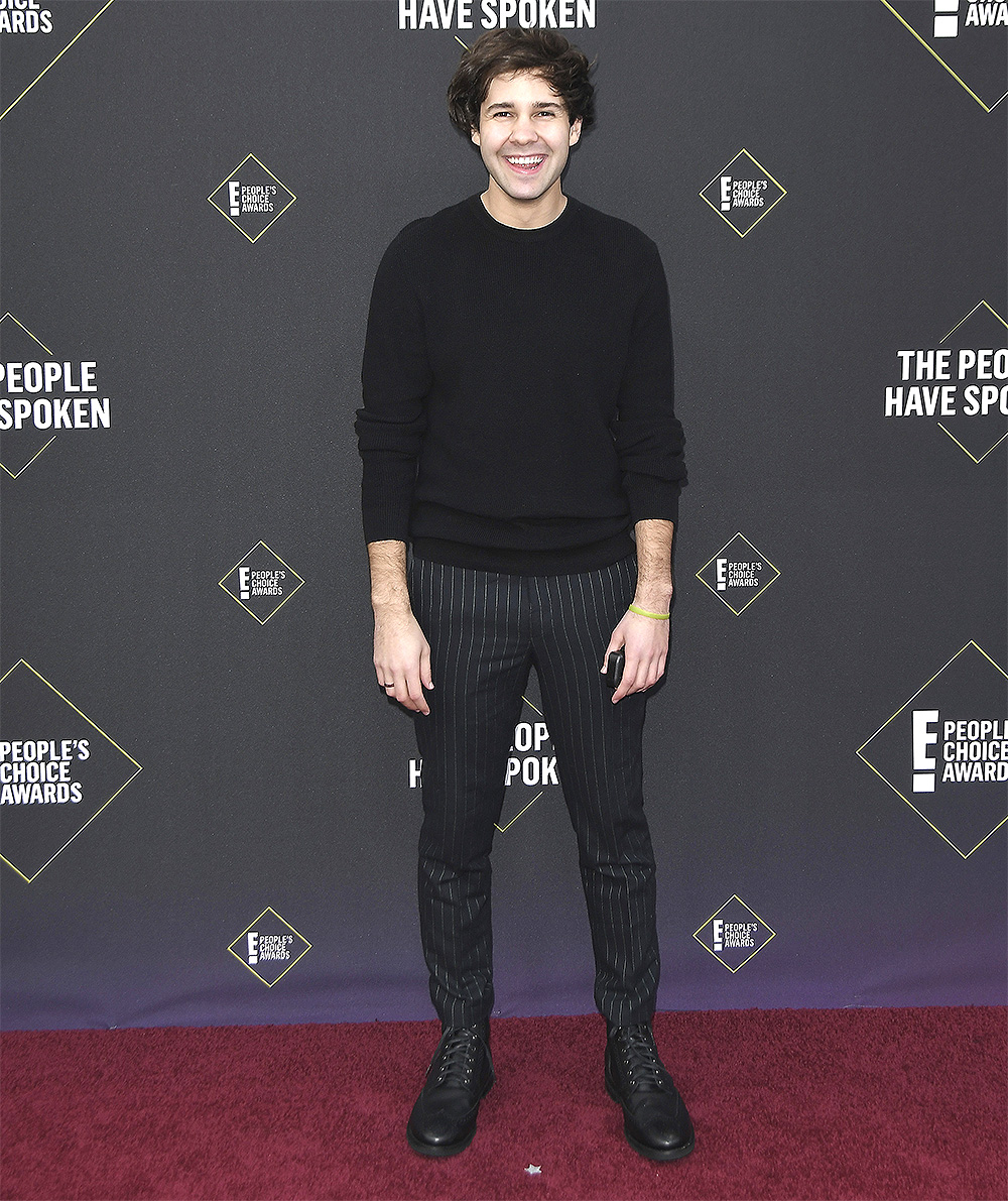 David Dobrik arrives at the 2019 E! People's Choice Awards held at the Barker Hangar in Santa Monica, CA on Sunday, ​November 10, 2019. (Photo By Sthanlee B. Mirador/Sipa USA)(Sipa via AP Images)