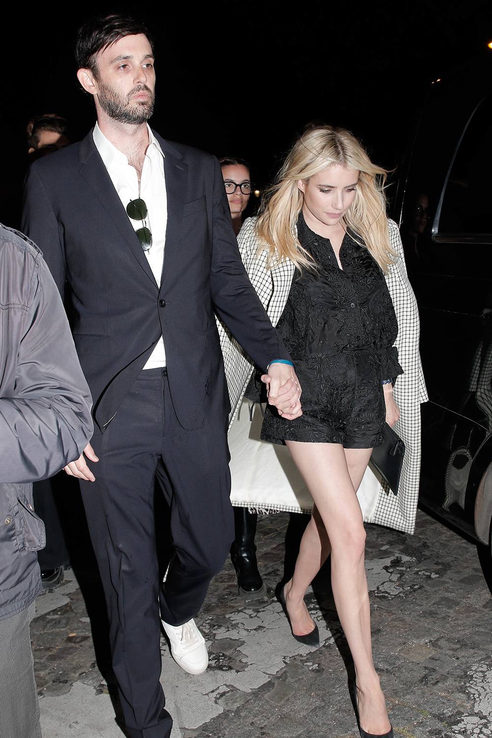 EXCLUSIVE: Emma Roberts and her new boyfriend seen leaving MontBlanc party in Paris