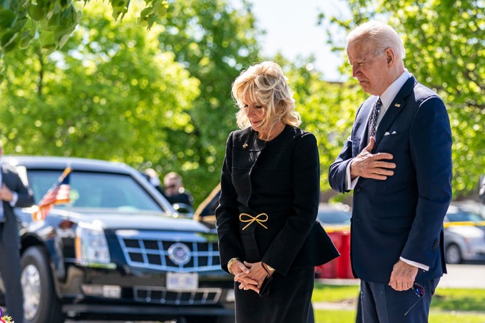 The Bidens visit a memorial for the Buffalo shooting victims