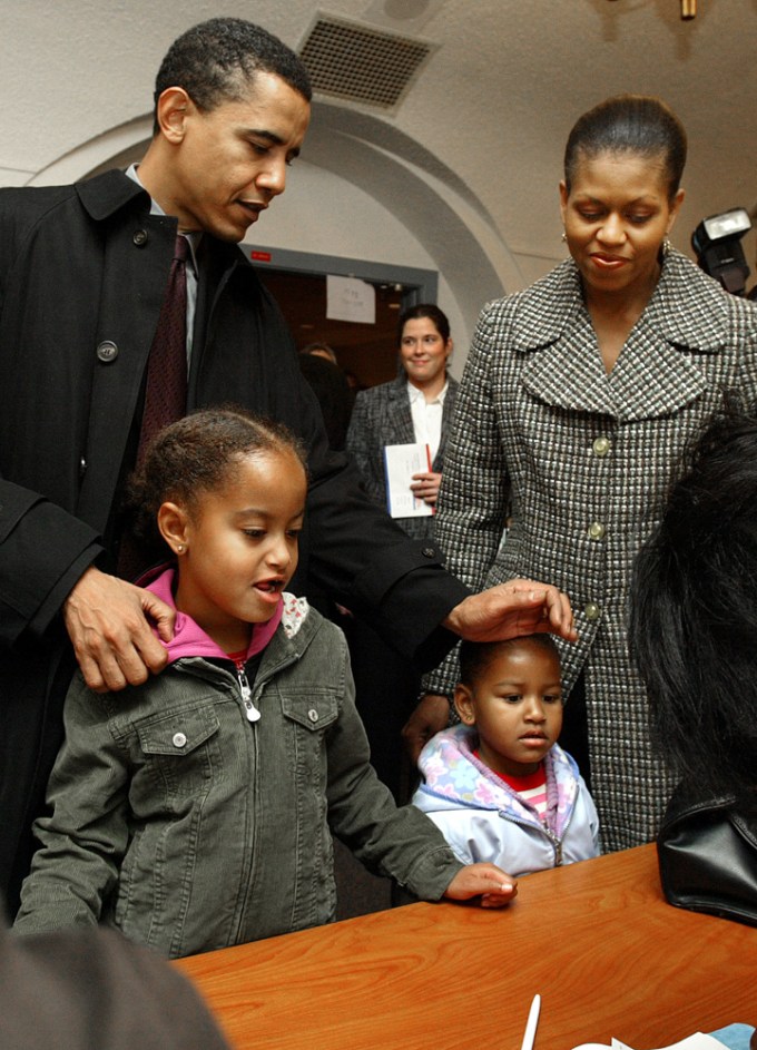 The Obamas cast their vote for Barack’s U.S. Senate run