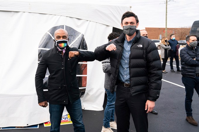 Jon Ossoff Bumps Elbows with Alphonso David