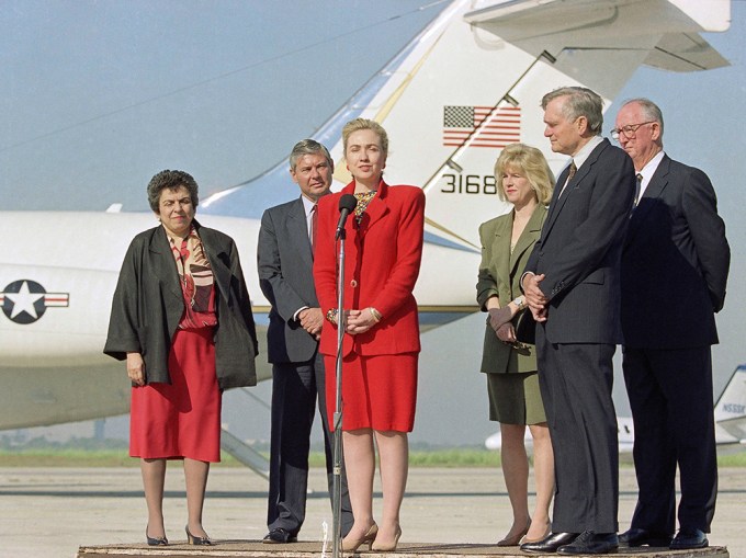 Hillary Clinton Rocks Red Skirt Suit