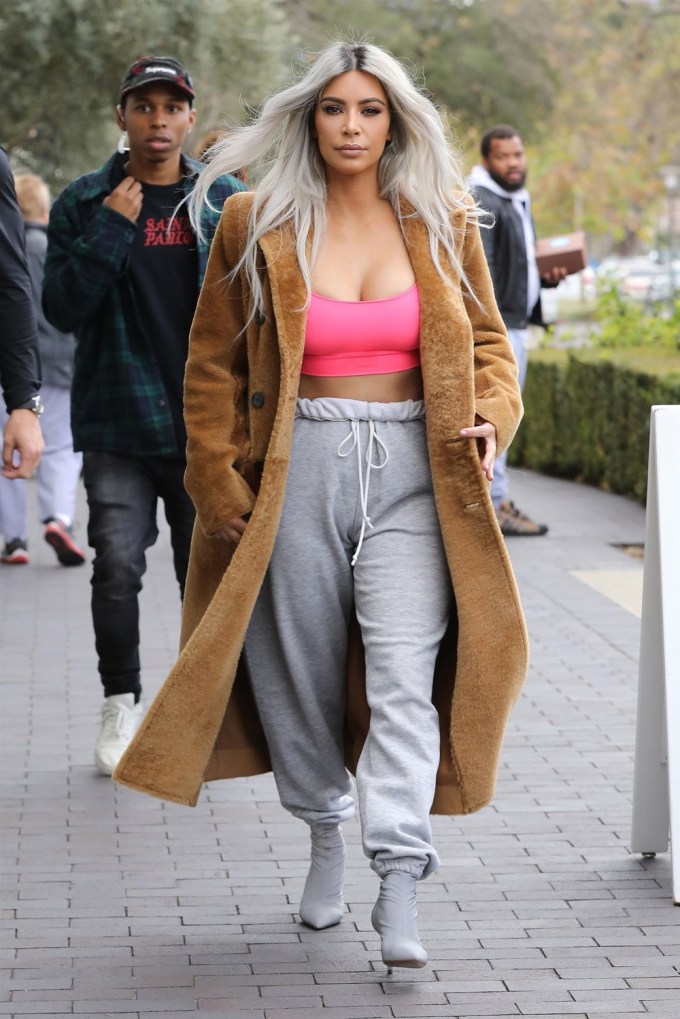 Kim Kardashian In Tube Top & Sweats