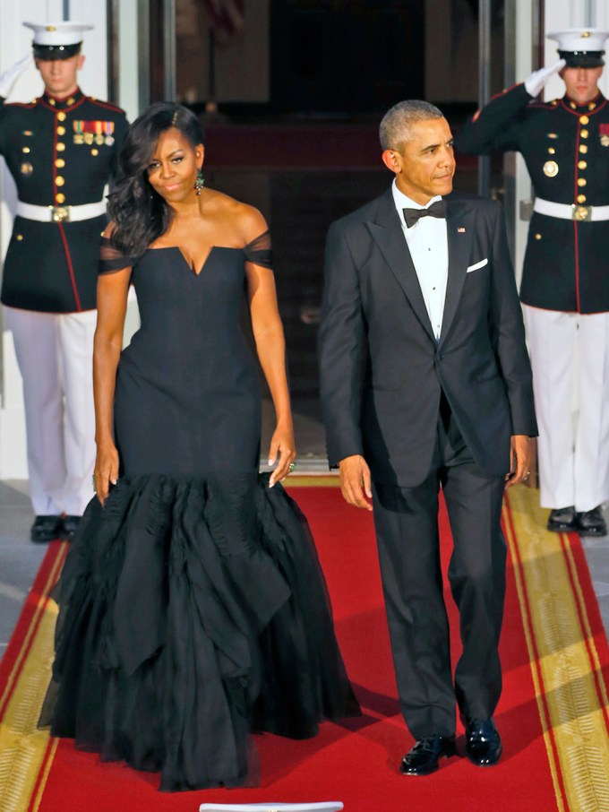 Michelle Obama Goes Off-The-Shoulder