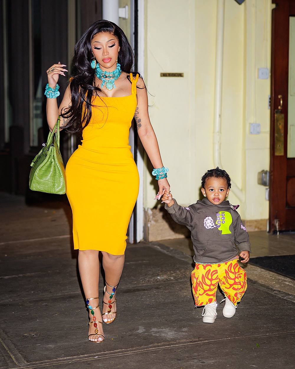 New York, NY  - *EXCLUSIVE*  - Cardi B, rapper, shines in a yellow dress with her adorable kids and her mother at Cipriani Downtown. She even later posted on Instagram, "'I Birth My Best Friends"

Pictured: Cardi B

BACKGRID USA 15 MAY 2023 

BYLINE MUST READ: @TheHapaBlonde / BACKGRID

USA: +1 310 798 9111 / usasales@backgrid.com

UK: +44 208 344 2007 / uksales@backgrid.com

*UK Clients - Pictures Containing Children
Please Pixelate Face Prior To Publication*