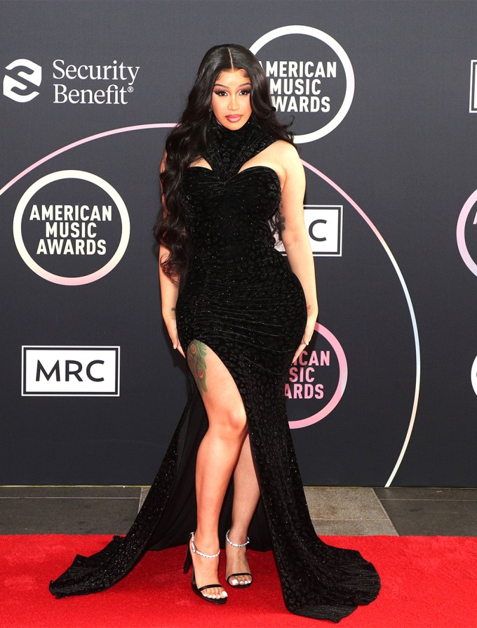 Cardi B in a black gown