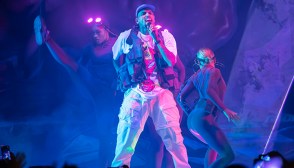 Chris Brown singing on stage