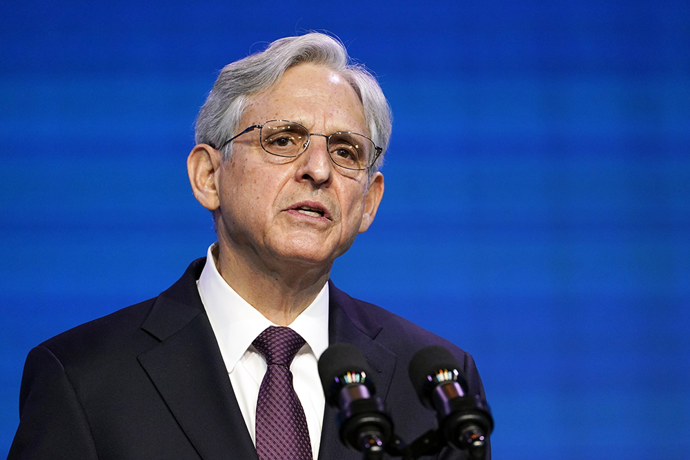 Attorney General nominee Judge Merrick Garland speaks during an event with President-elect Joe Biden and Vice President-elect Kamala Harris at The Queen theater in Wilmington, Del., Thursday, Jan. 7, 2021. (AP Photo/Susan Walsh)