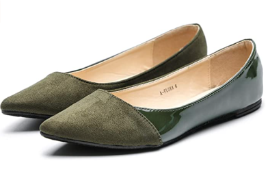 green ballet flats