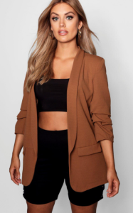 Boohoo ruched sleeve blazer