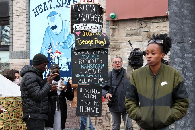 Activists await the verdict in the Derek Chauvin murder trial