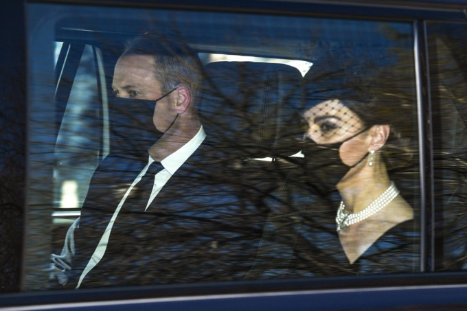 Prince William and Kate Middleton in a car