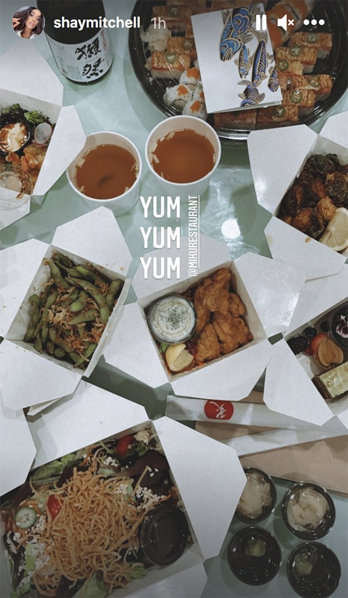 Shay Mitchell enjoys Miku sushi