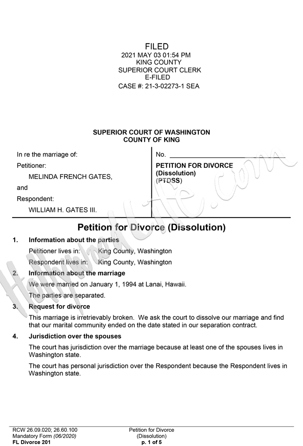 Bill Melinda Gates Divorce Docs