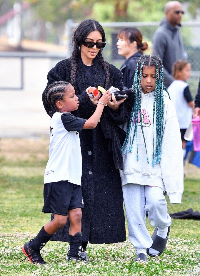 Kim Kardashian With North & Saint West