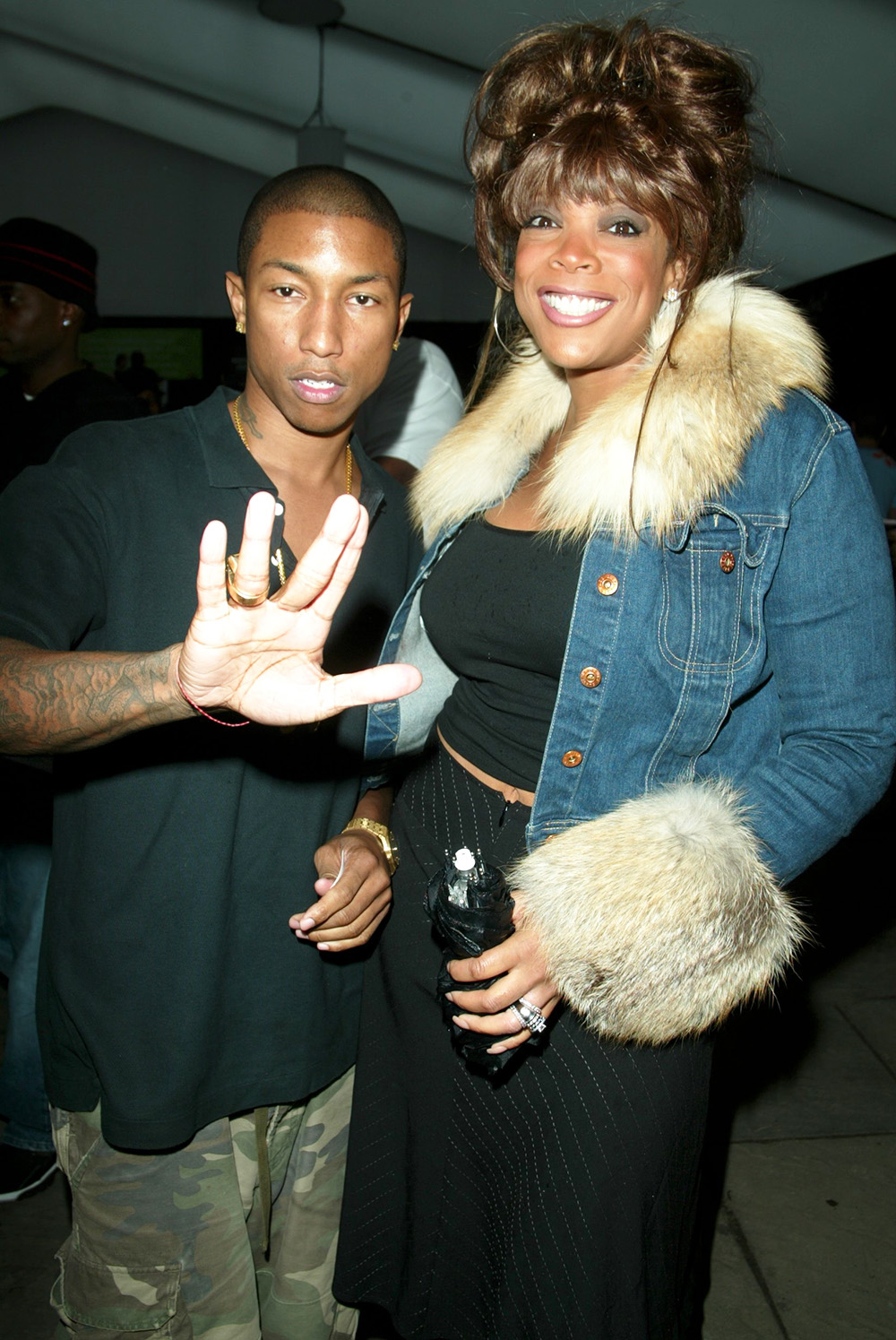 Pharrell Williams and Wendy WilliamsSpring 2004 Rosa Cha Fashion ShowPharrell Williams and Wendy Williamsat the Spring 2004 Rosa Cha Fashion Show at the Spring 2003 Mercedes Benz New York Fashion Week in New York City on September 13, 2003.Manhattan, New YorkPhoto ® Matt Baron/BEImages