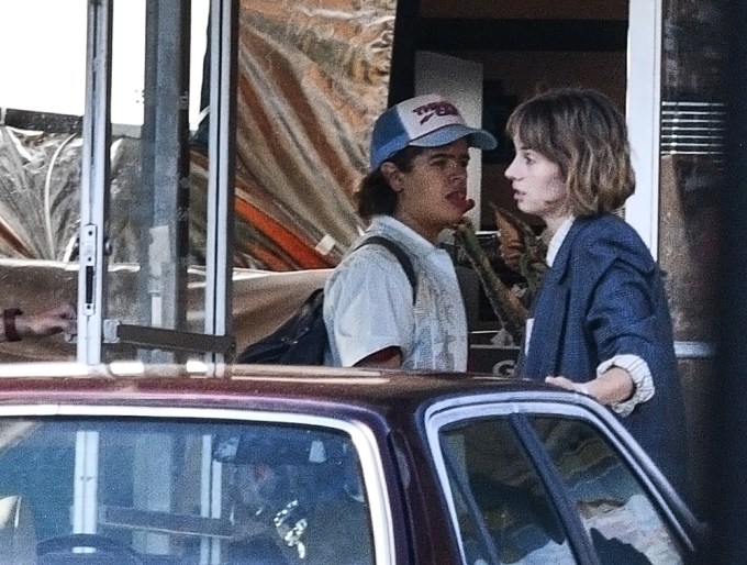 Gaten Matarazzo and Maya Hawke Filming Stranger Things 4