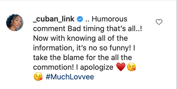 Cuban Link apology 