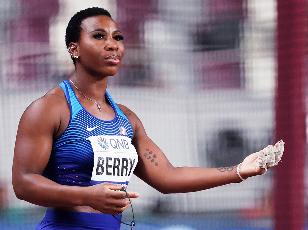 Gwen Berry of the USA competes in the women's Hammer Throw final during the IAAF World Athletics Championships 2019 at the Khalifa Stadium in Doha, Qatar, 28 September 2019.
Doha 2019 IAAF World Championships, Qatar - 28 Sep 2019
